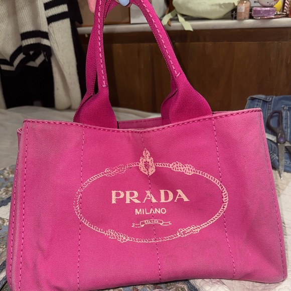 Prada Pink Canvas Canapa Tote Bag - Picture 3 of 16